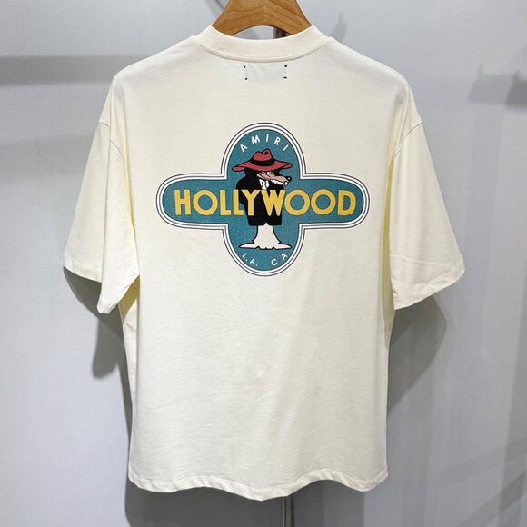 Amiri Beige Hollywood Graphic Print T-Shirt - Picture 1 of 8